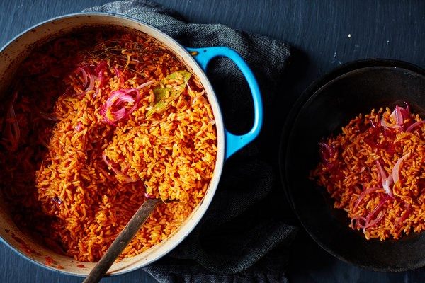 Nigerian Jollof rice with tomato paste perfect for party